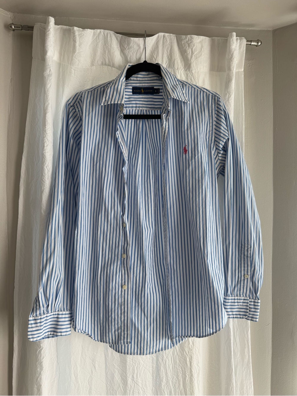 Ralph Lauren Blue and White Vertical Stripe Dress Shirt
